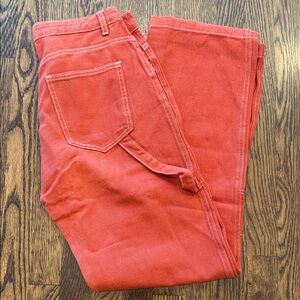 Princess Polly Red/Orange Denim Painter Pants - Size 4